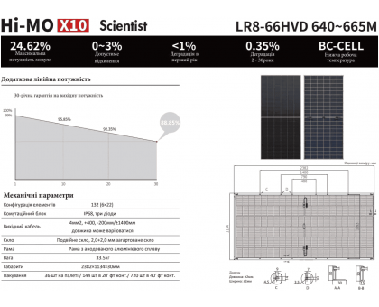 Сонячна панель Longi LR8-66HVD-650M 650 Вт Mono Hi-MO X10 