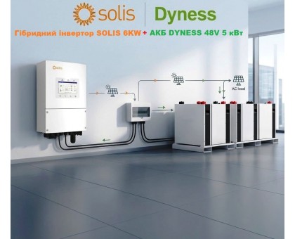 Комплект гибридный инвертор SOLIS S6-EH1P6K-L-PLUS 6KW+АКБ LiFePo4 Dyness DL5.0C 48V 5,12 кВт.ч Heating