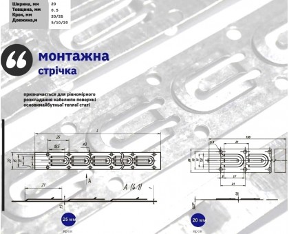 Монтажная лента Zubr 20 мм для электрических теплых полов