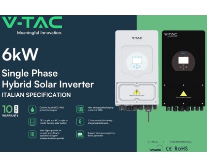 Гибридный инвертор V-TAC SUN-6K-SG03LP1-EU 6 кВт 230В черный